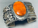One Of The Best Vintage Native American Navajo Spiny Oyster Sterling Silver 14k Gold Bracelet-Nativo Arts
