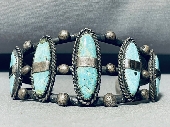 One Of The Most Unique Vintage Native American Navajo Turquoise Sterling Silver Bridge Bracelet-Nativo Arts