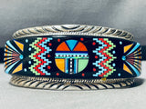 7 Inch Wrist Extreme Intricacy Vintage Turquoise Inlay Sterling Silver Bracelet-Nativo Arts