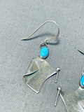 Fabulous Vintage Native American Navajo Sleeping Beauty Turquoise Silver Folded Earrings-Nativo Arts