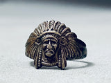 Detailed Vintage Southwest Chief Sterling Silver Ring-Nativo Arts
