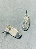 Ric Laselute Vintage Native American Zuni Carico Lake Turquoise Sterling Silver Earrings-Nativo Arts