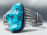 Chunky Morenci Vintage Native American Navajo Sterling Silver Turquoise Bracelet-Nativo Arts