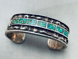 Animal Slag Vintage Native American Navajo Turquoise Inlay Sterling Silver Bracelet-Nativo Arts