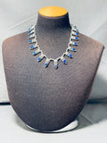 Important Native American Navajo Lapis Sterling Silver Star Necklace-Nativo Arts