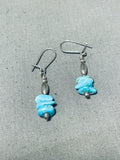 Fabulous Vintage Native American Navajo Blue Gem Stacked Silver Earrings-Nativo Arts