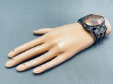 Early Huge Vintage Native American Navajo Petrified Wood Sterling Silver Bracelet-Nativo Arts