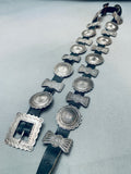Rare Older Vintage Native American Navajo Sterling Silver Stamped Concho Belt-Nativo Arts