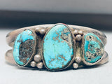 Rare Early Vintage Native American Navajo Morenci Turquoise Sterling Silver Bracelet-Nativo Arts