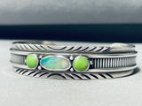 Opulent Opal!! Vintage Native American Navajo Gaspeite Sterling Silver Bracelet-Nativo Arts