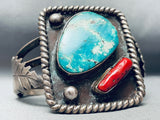 Rare Gilbert Turquoise Vintage Native American Navajo Sterling Silver Bracelet-Nativo Arts