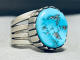 Stunning Vintage Native American Navajo Blue Sky Turquoise Sterling Silver Ring-Nativo Arts