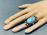 Stunning Native American Navajo Larimar Sterling Silver Huge Ring-Nativo Arts