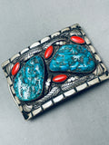 Chunky Heavy 125 Grams Vintage Native American Navajo Turquoise Sterling Silver Buckle-Nativo Arts