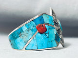 Heavy 105 Grams Vintage Native American Navajo Turquoise Inlay Sterling Silver Bracelet-Nativo Arts