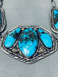 David Celid Niest Vintage Native American Zuni Blue Diamond Turquoise Sterling Silver Necklace