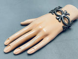 One Of The Most Detailed Vintage Native American Navajo Sterling Silver Bracelet-Nativo Arts