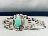 Sublime Vintage Native American Navajo Green Turquoise Sterling Silver Bracelet-Nativo Arts
