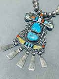 One Of The Finest Vintage Native American Zuni Turquoise Inlay Sterling Silver Necklace-Nativo Arts