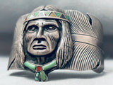 Important Vintage Native American Navajo Chief Head Turquoise Sterling Silver Bracelet-Nativo Arts