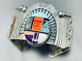 One Of The Finest Vintage Native American Navajo Turquoise Inlay Sterling Silver Bracelet-Nativo Arts