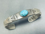 Impressive Vintage Native American Navajo Blue Gem Turquoise Sterling Silver Bracelet-Nativo Arts