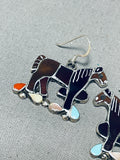 Leekity Horses Vintage Native American Zuni Sterling Silver Turquoise Earrings-Nativo Arts