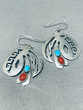 Fantastic Vintage Native American Navajo Sleeping Beauty Turquoise Sterling Silver Earrings-Nativo Arts