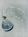 Brilliant Native American Navajo Signed 8 Turquoise Teardrop Sterling Silver Necklace-Nativo Arts