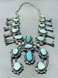 Gorgy 182 Grams Vintage Native American Navajo Turquoise Sterling Silver Squash Blossom Necklace-Nativo Arts