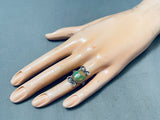 Very Rare Vintage Native American Navajo Royston Turquoise Sterling Silver Infinity Ring
