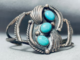 Amazing Vintage Native American Navajo Dome-shaped Turquoise Sterling Silver Wing Bracelet-Nativo Arts