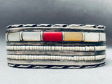 6 Inch Wrist Vintage Native American Navajo Heishi Inlay Sterling Silver Bracelet-Nativo Arts