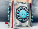 Sturdy 104 Grams Vintage Native American Navajo Turquoise Sterling Silver Bowguard Bracelet-Nativo Arts