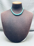 Chunky Heishi Vintage Native American Navajo Turquoise Sterling Silver Necklace Old-Nativo Arts