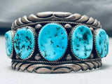 Henry Roanhorse Vintage Native American Navajo Morenci Turquoise Sterling Silver Bracelet-Nativo Arts