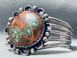 Walnut Wood Turquoise Inlay Vintage Native American Navajo Sterling Silver Bracelet-Nativo Arts