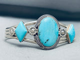 Sky Blue Turquosie Vintage Native American Navajo Sterling Silver Bracelet-Nativo Arts