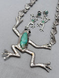 Incredible Vintage Southwest Frog Sterling Silver Turquoise Necklace Old-Nativo Arts