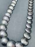 Round Concho Bead Vintage Native American Navajo Sterling Silver Necklace-Nativo Arts