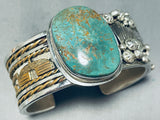 One Of Most Detailed Vintage Native American Navajo Green Turquoise Sterling Silver Bracelet-Nativo Arts
