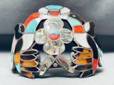 The Best Vintage Zuni Hummingbid Turquoise Inlay Sterling Silver Bracelet-Nativo Arts