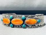 Gorgy!! Vintage Native American Navajo Turquoise Shel Sterling Silver Bracelet Cuff-Nativo Arts