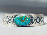 Jean Dale Vintage Native American Navajo Pilot Mountain Turquoise Sterling Silver Bracelet-Nativo Arts