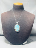 Vintage Native American Navajo J. Piaso Easter Blue Turquoise Sterling Silver Pendant Necklace-Nativo Arts