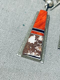 Captivating Vintage Native American Navajo Inlay Wildhorse Sterling Silver Earrings-Nativo Arts