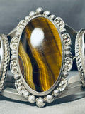 The Best Vintage Native American Navajo Tiger's Eye Sterling Silver Bracelet Cuff-Nativo Arts