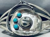 Oh The Intricacy! Native American Navajo Cowboy Hat Turquoise Sterling Silver Bracelet-Nativo Arts