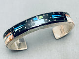 Gil Smith 6.5 Inch Wrist Native American Navajo Inlay Pueblo Sterling Silver Bracelet Cuff-Nativo Arts