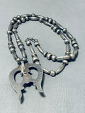 Astounding Vintage Native American Navajo Morenci Turquoise Sterling Silver Naja Necklace-Nativo Arts